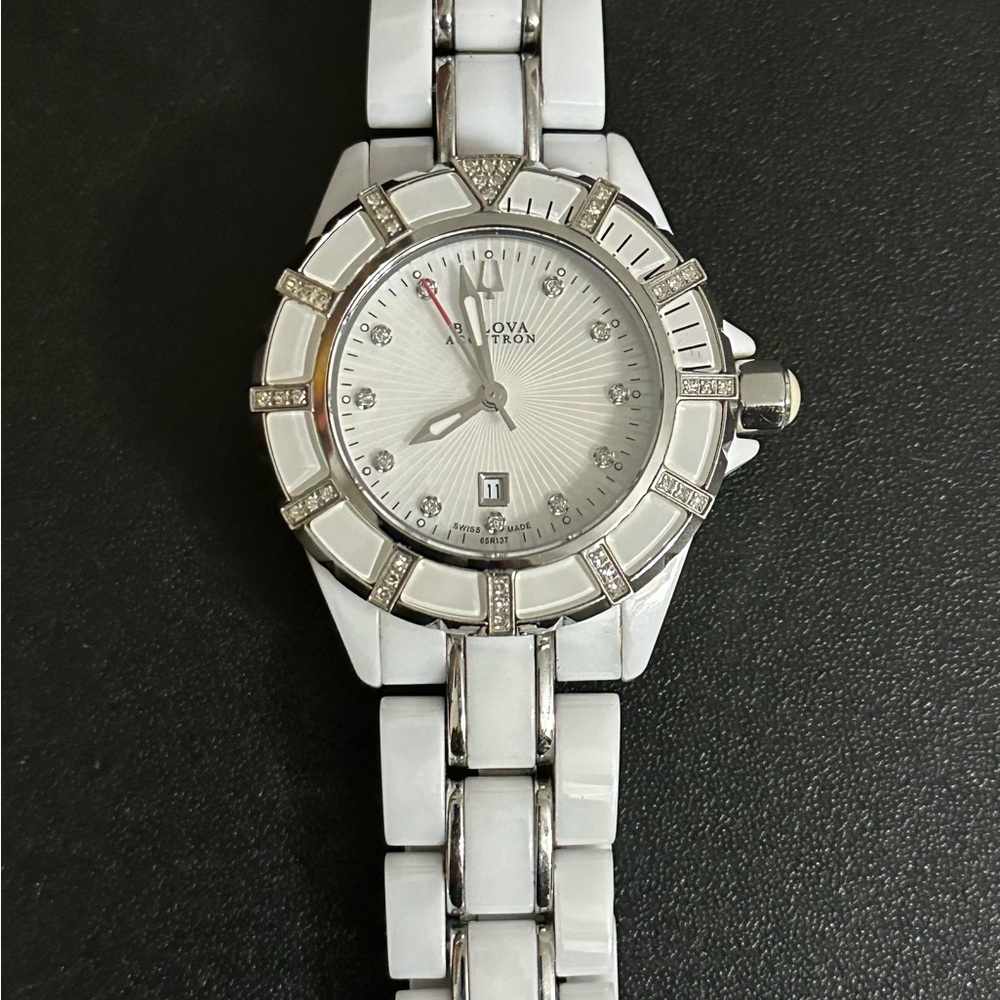 Bulova Acutron White Ceramic Womens Watch